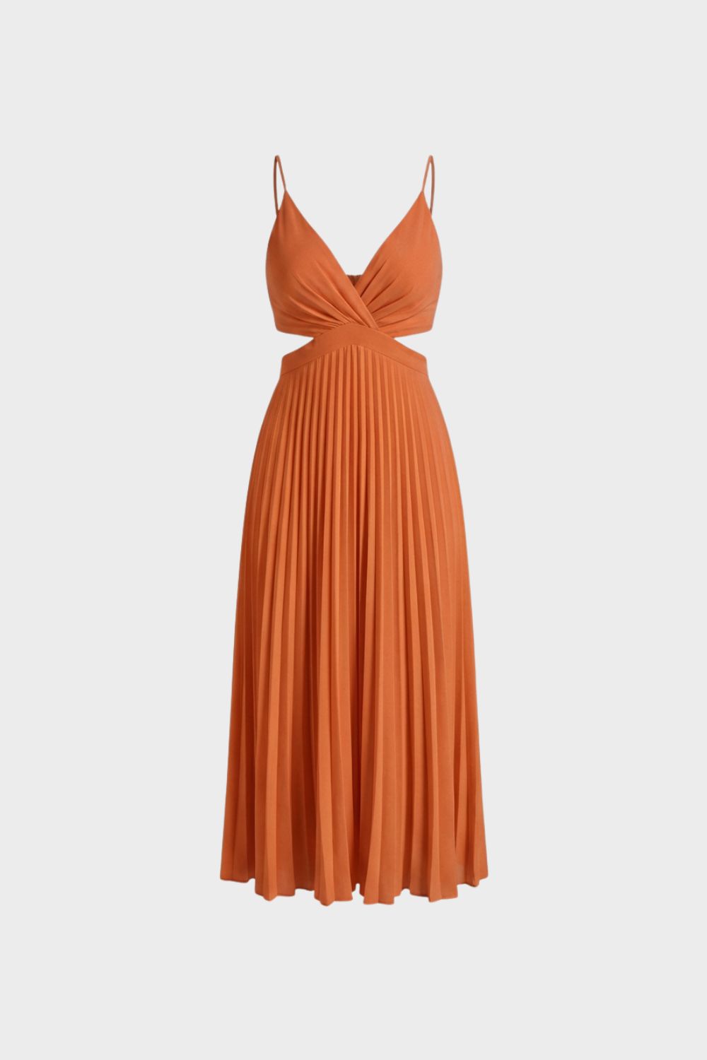 Maxi Dress for Women with Pleats and V-Neck
