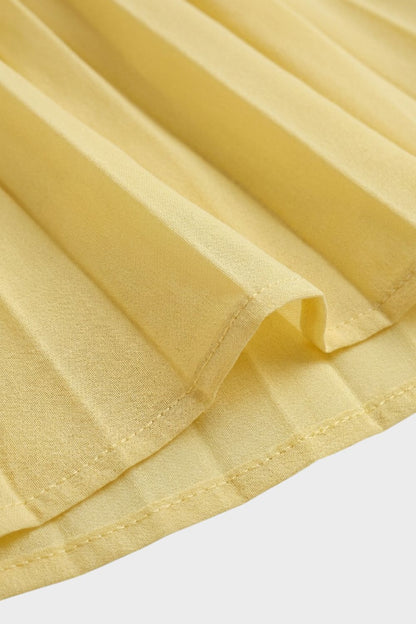 Maxi Dress for Women with Pleats and V-Neck