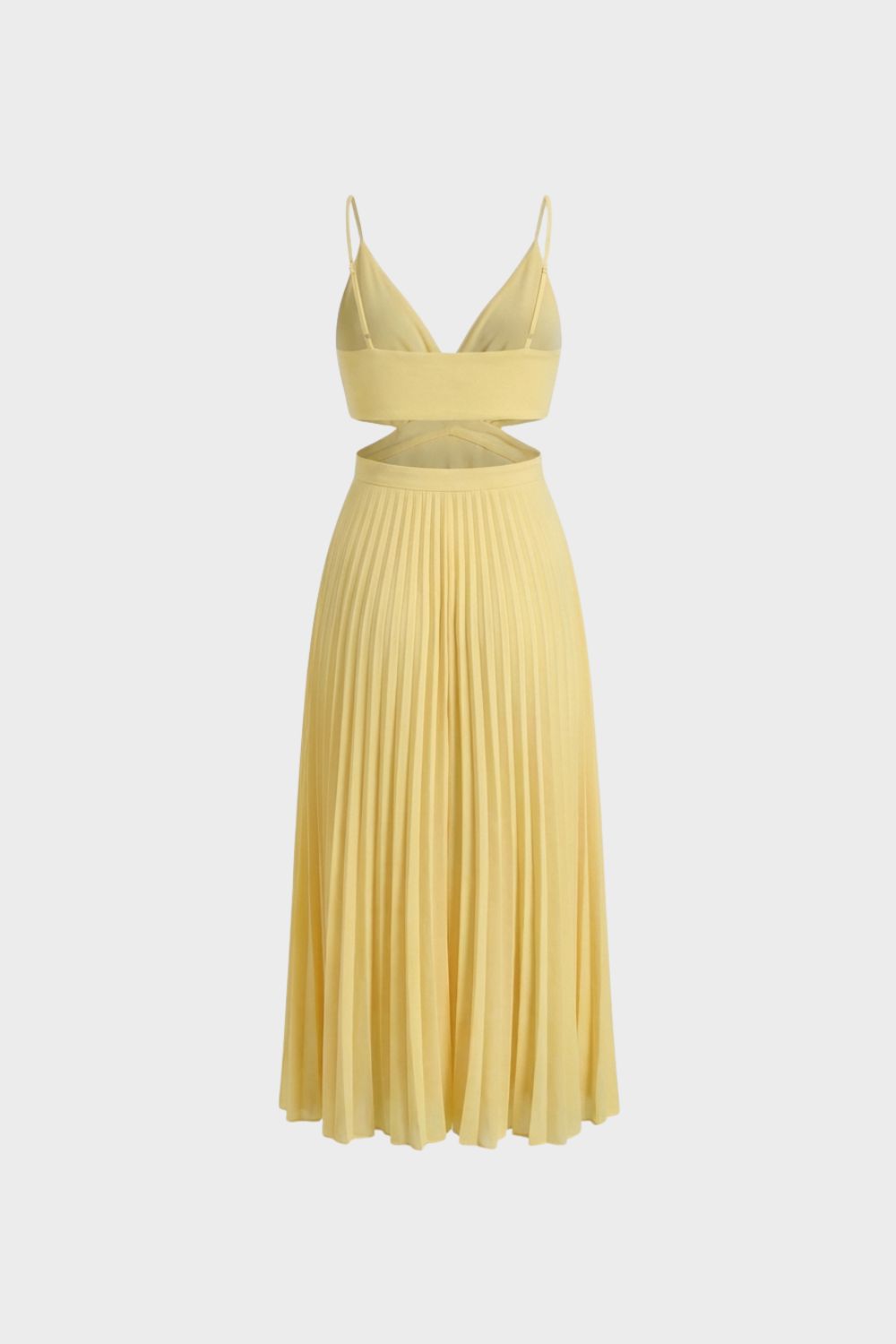 Maxi Dress for Women with Pleats and V-Neck