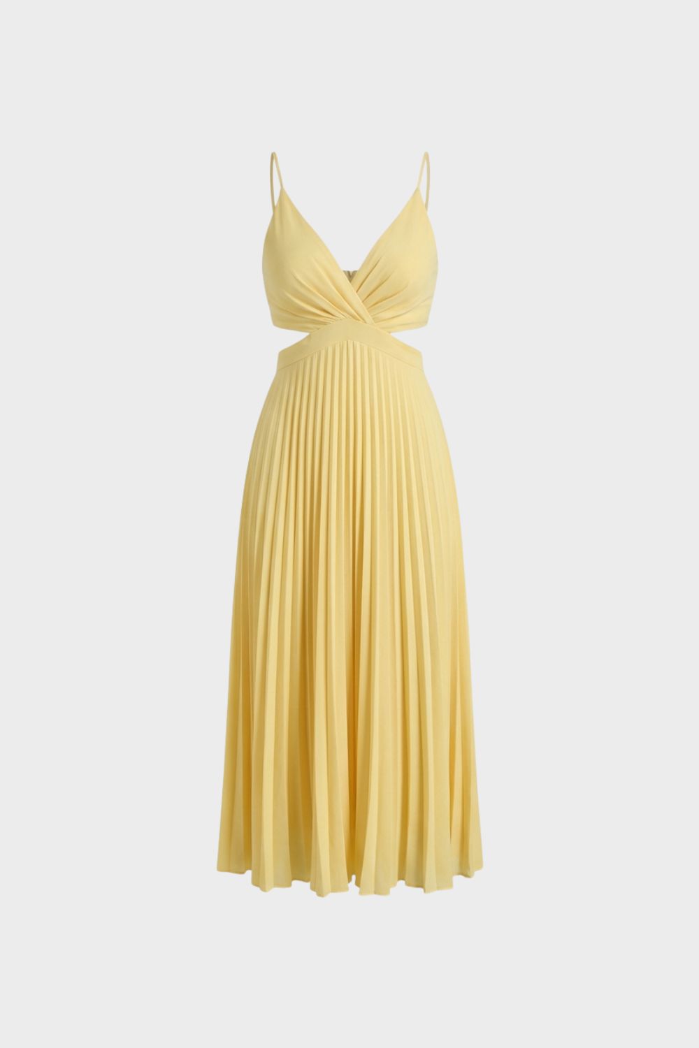 Maxi Dress for Women with Pleats and V-Neck