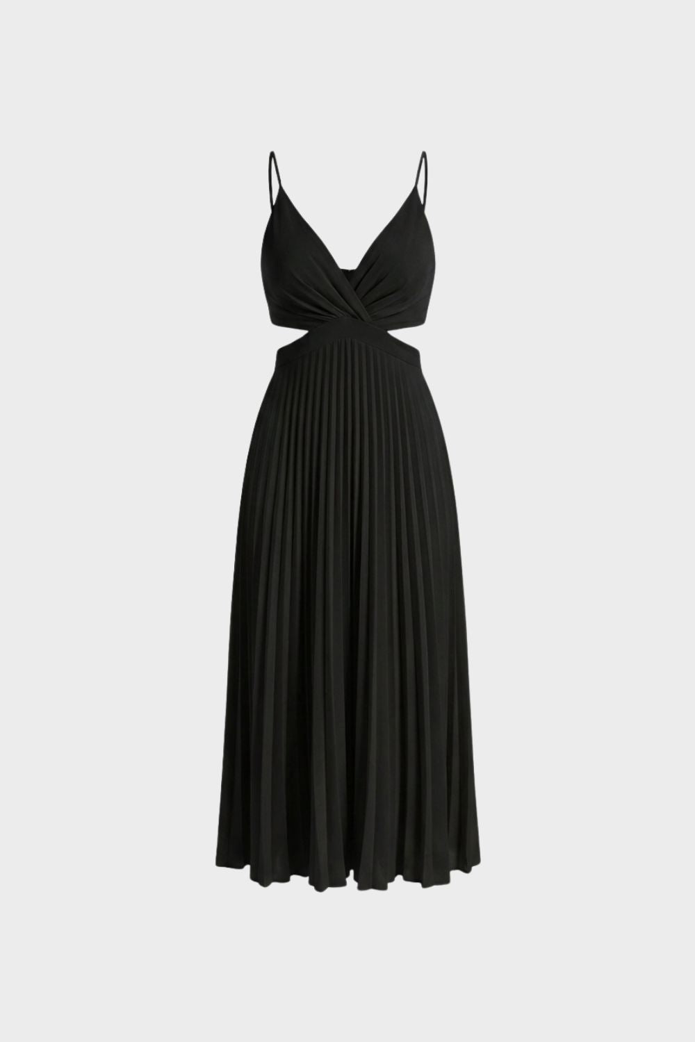 Maxi Dress for Women with Pleats and V-Neck