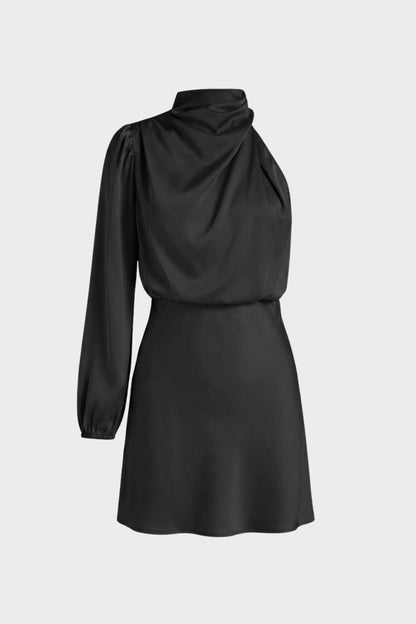 Women's Long Sleeve Dress with Stand-Up Collar
