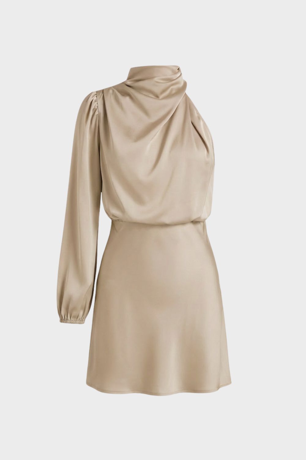 Women's Long Sleeve Dress with Stand-Up Collar