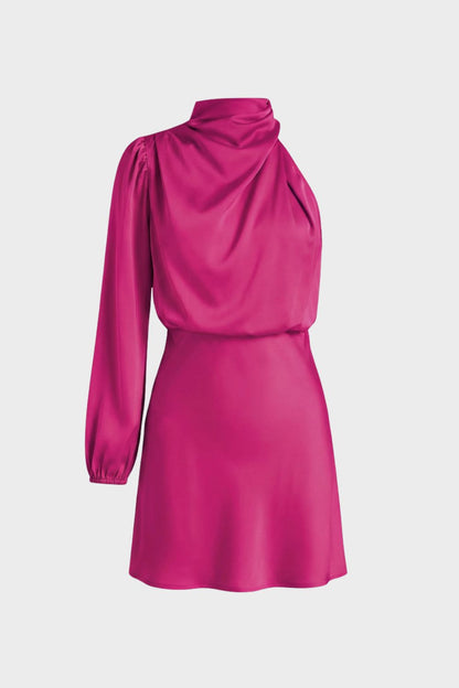 Women's Long Sleeve Dress with Stand-Up Collar