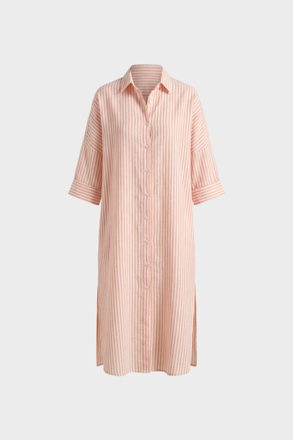 Striped Shirt Dress for Women with Button Placket