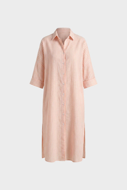 Striped Shirt Dress for Women with Button Placket