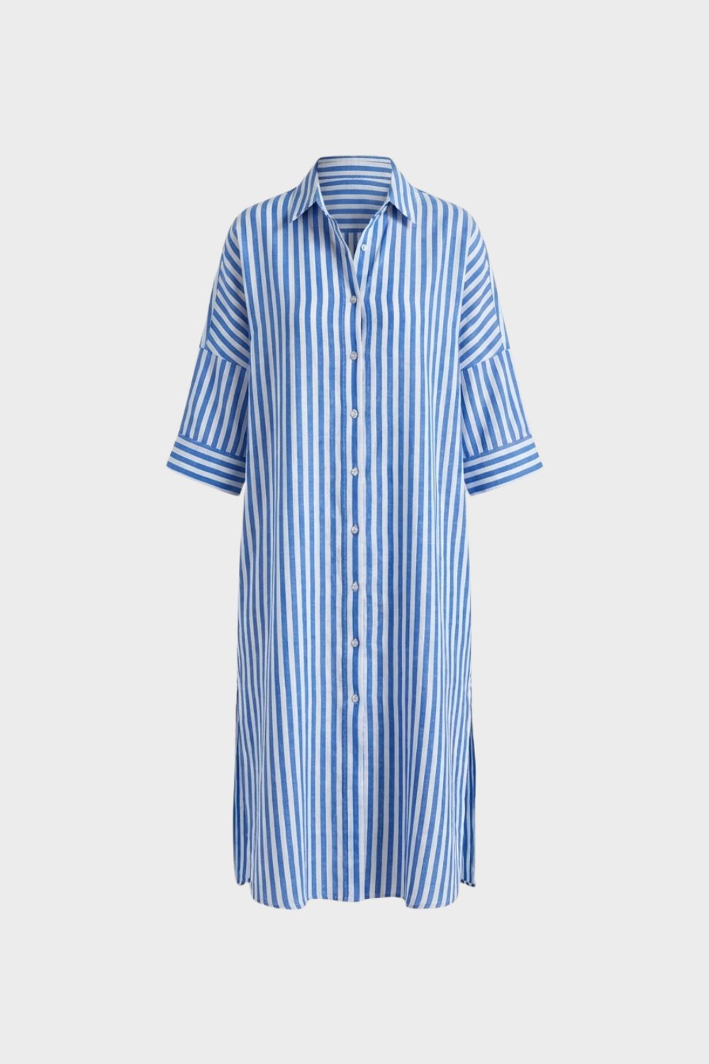 Striped Shirt Dress for Women with Button Placket