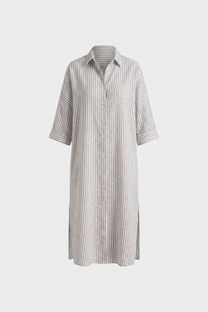 Striped Shirt Dress for Women with Button Placket