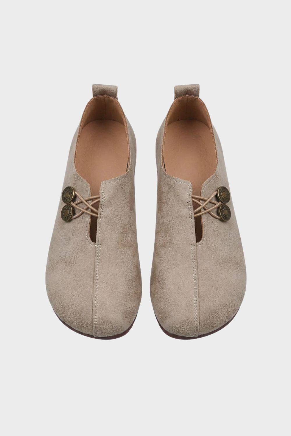 Women's Ballerinas with Cut-Out and Button Detail