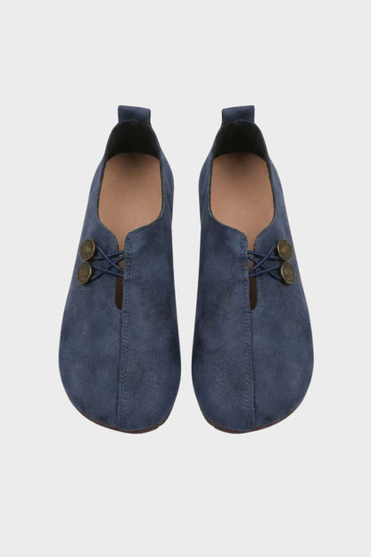 Women's Ballerinas with Cut-Out and Button Detail