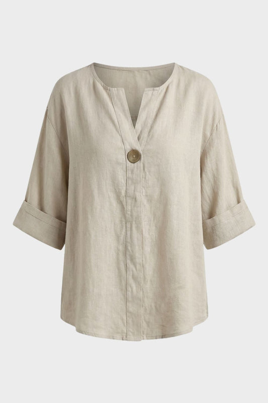 Women's Blouse with V-Neck and Button