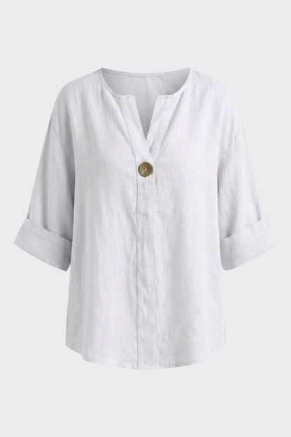 Women's Blouse with V-Neck and Button
