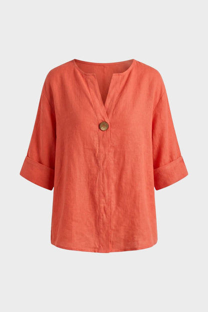 Women's Blouse with V-Neck and Button