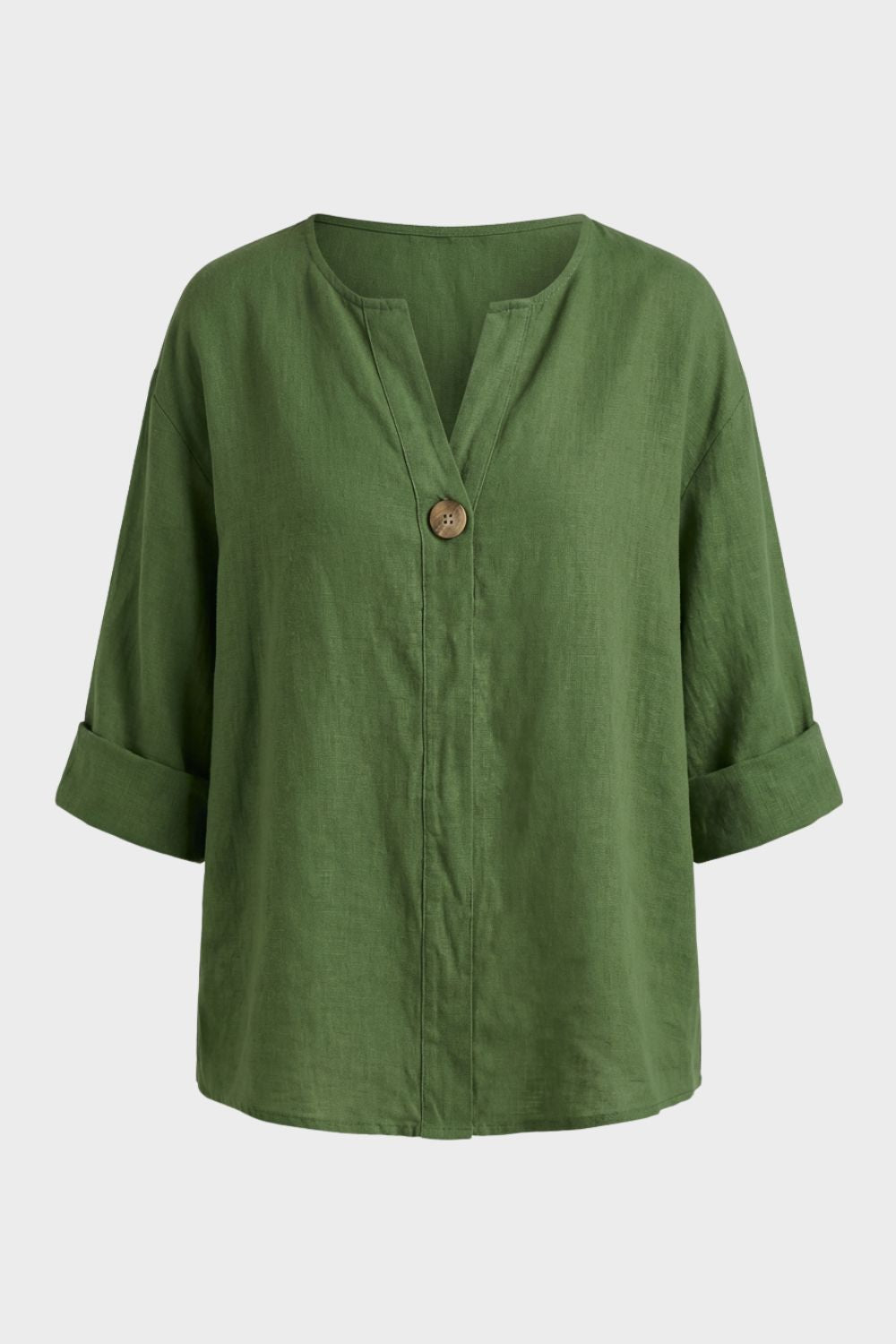 Women's Blouse with V-Neck and Button