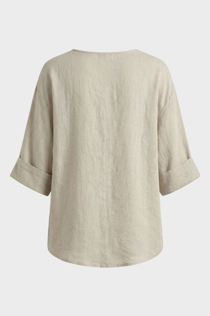 Women's Blouse with V-Neck and Button