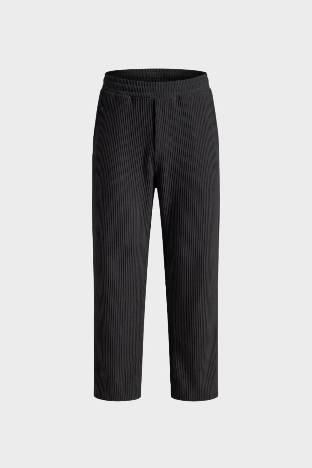 Men's Trousers with Elastic Waistband, Straight Cut, Ribbed