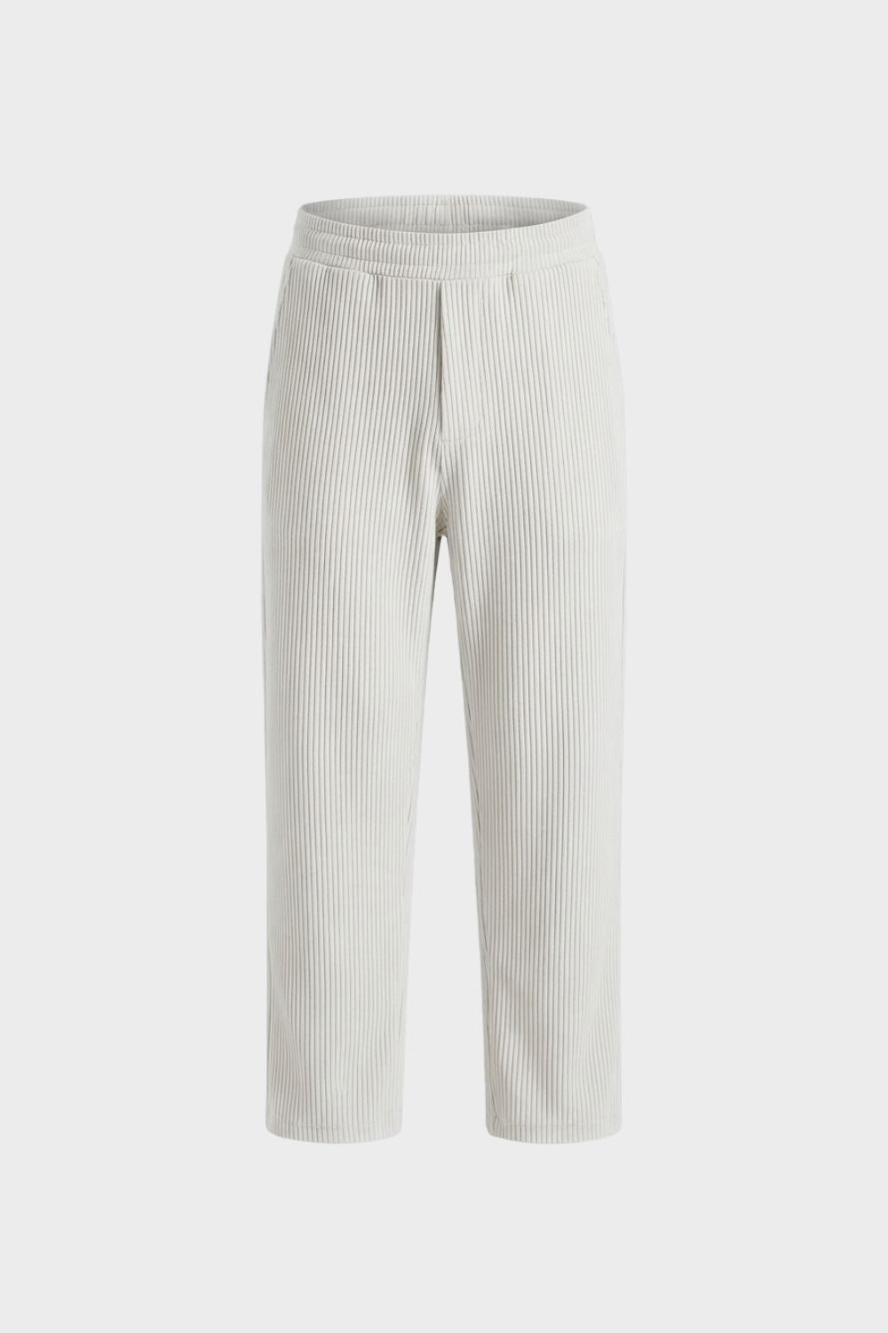 Men's Trousers with Elastic Waistband, Straight Cut, Ribbed