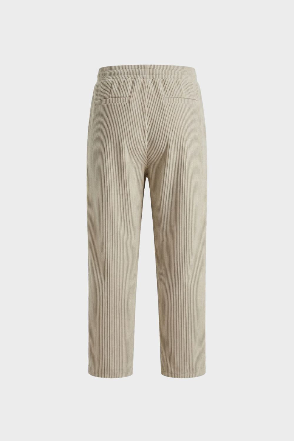 Men's Trousers with Elastic Waistband, Straight Cut, Ribbed