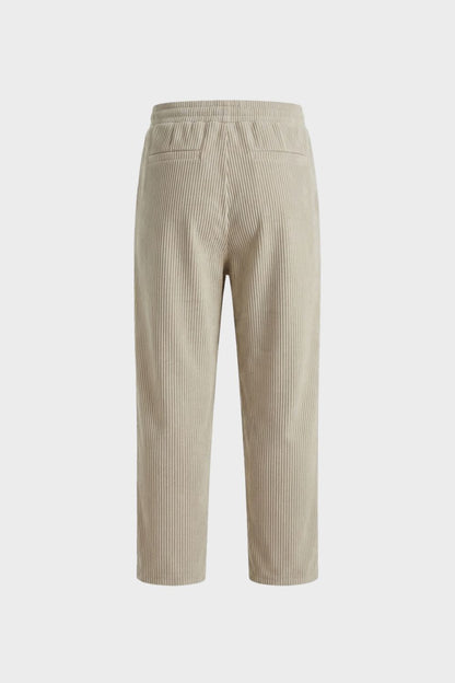 Men's Trousers with Elastic Waistband, Straight Cut, Ribbed