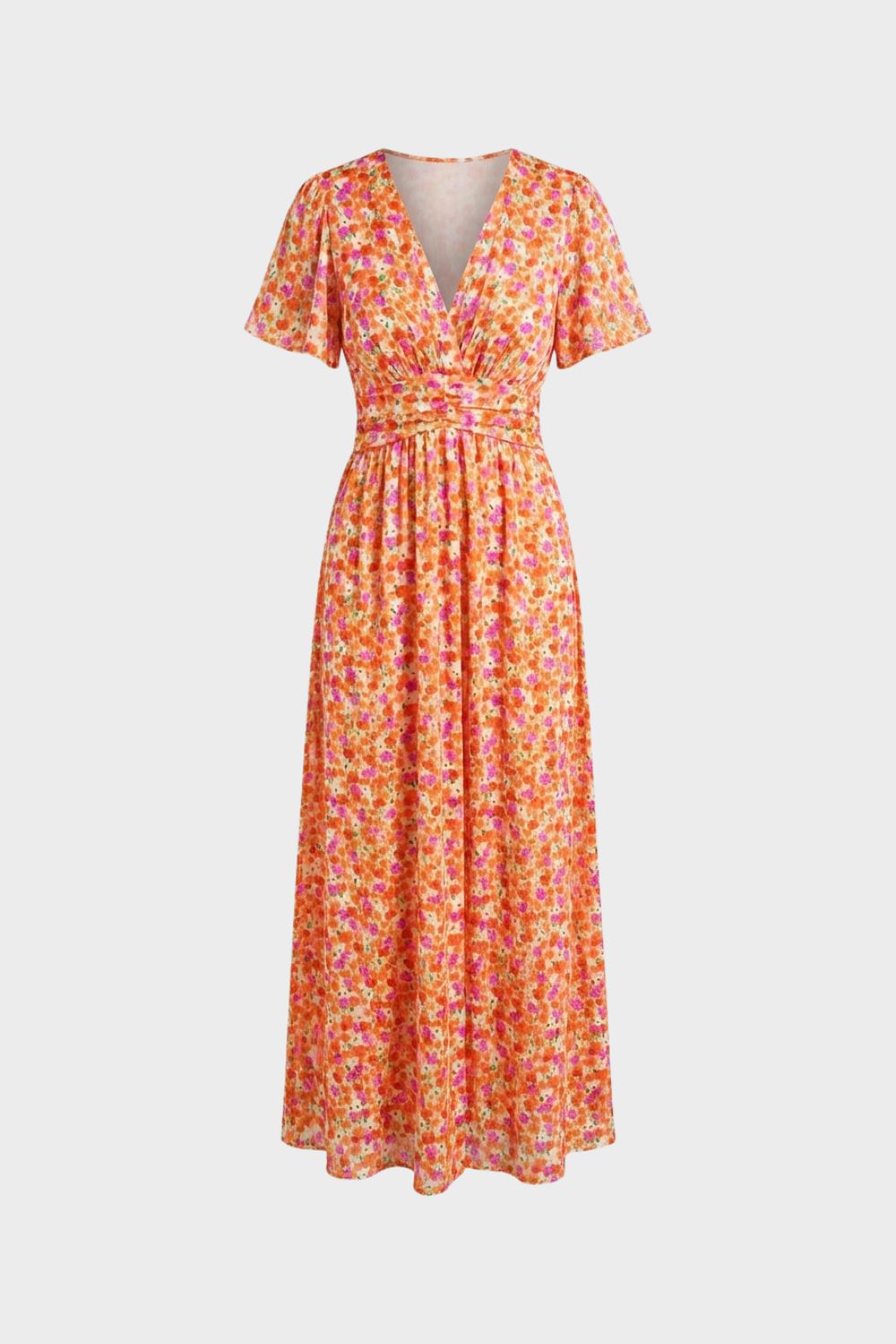 womens floral v neck midi dress elegant summer party dress | Camden-London
