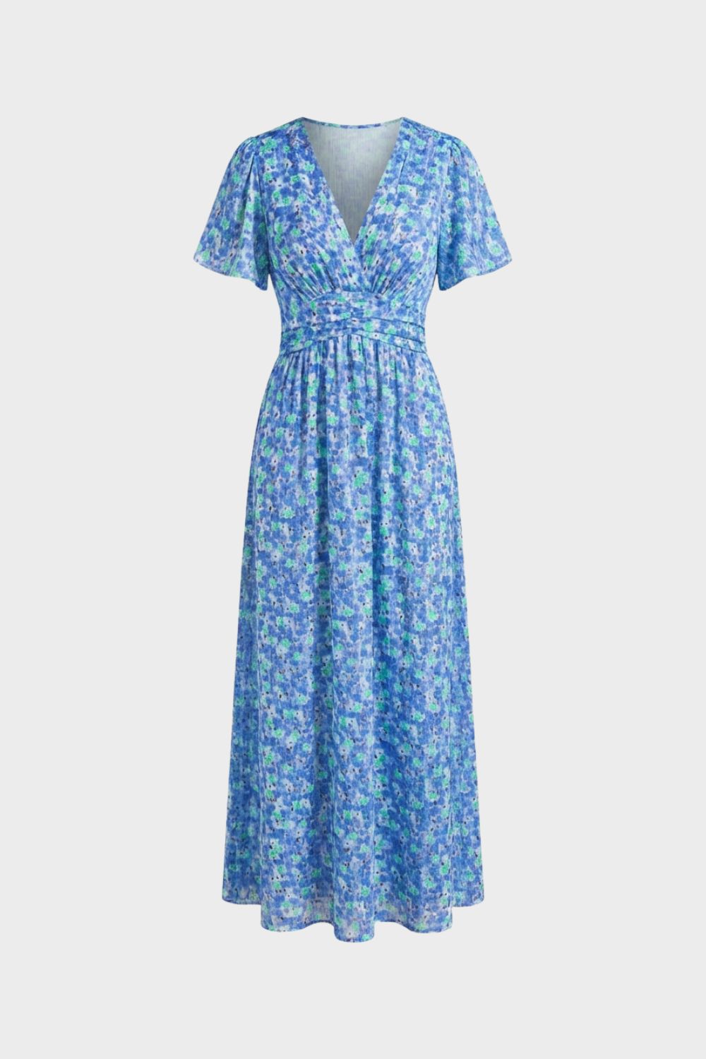 womens floral v neck midi dress elegant summer party dress | Camden-London
