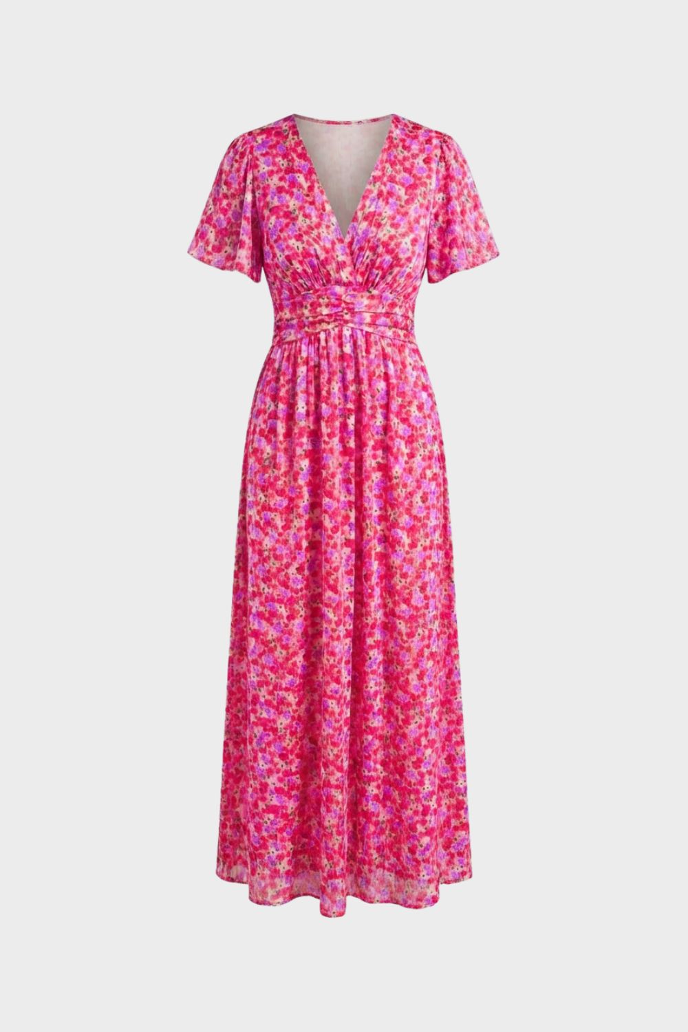 womens floral v neck midi dress elegant summer party dress | Camden-London