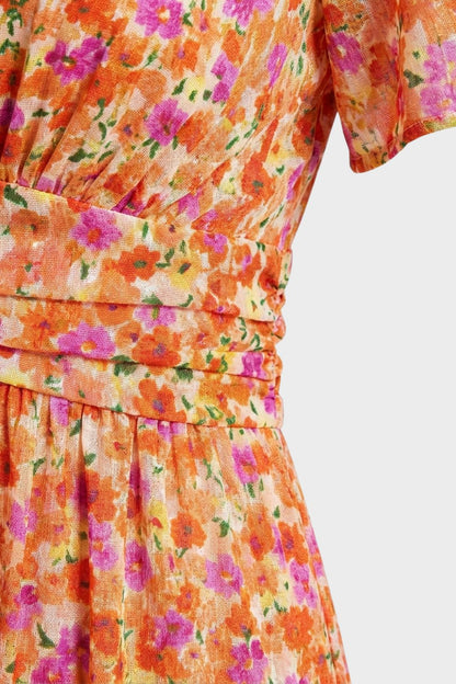 womens floral v neck midi dress elegant summer party dress | Camden-London