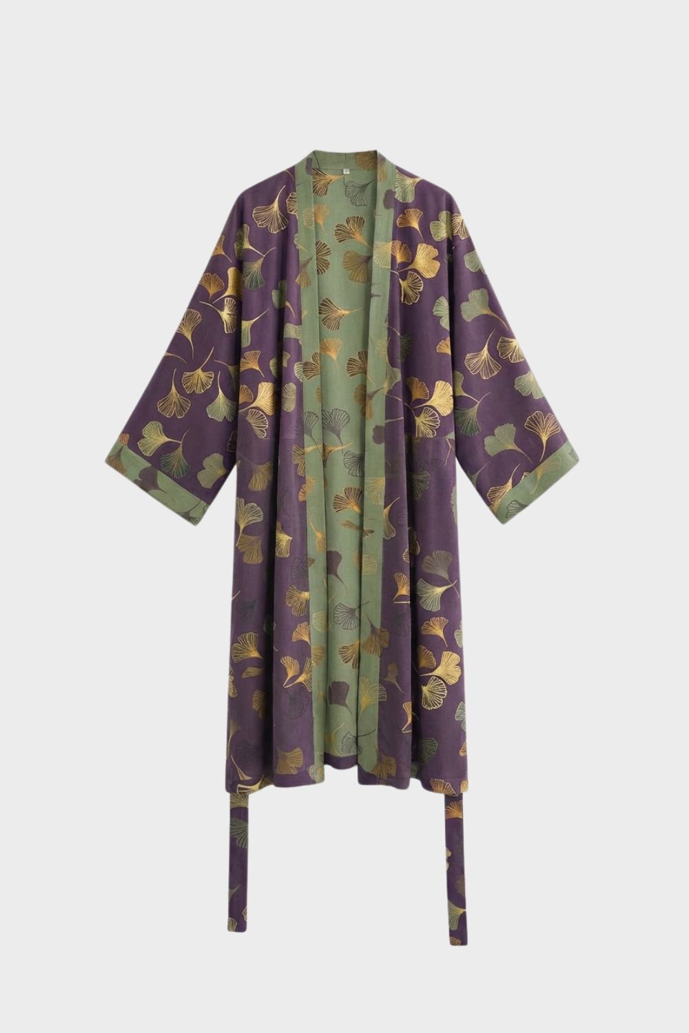 Kimono Women's Bathrobe with Belt and Pattern Knee-Length