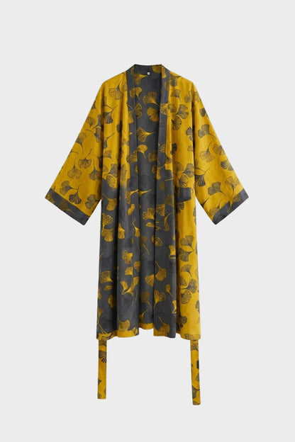 Kimono Women's Bathrobe with Belt and Pattern Knee-Length
