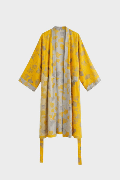 Kimono Women's Bathrobe with Belt and Pattern Knee-Length