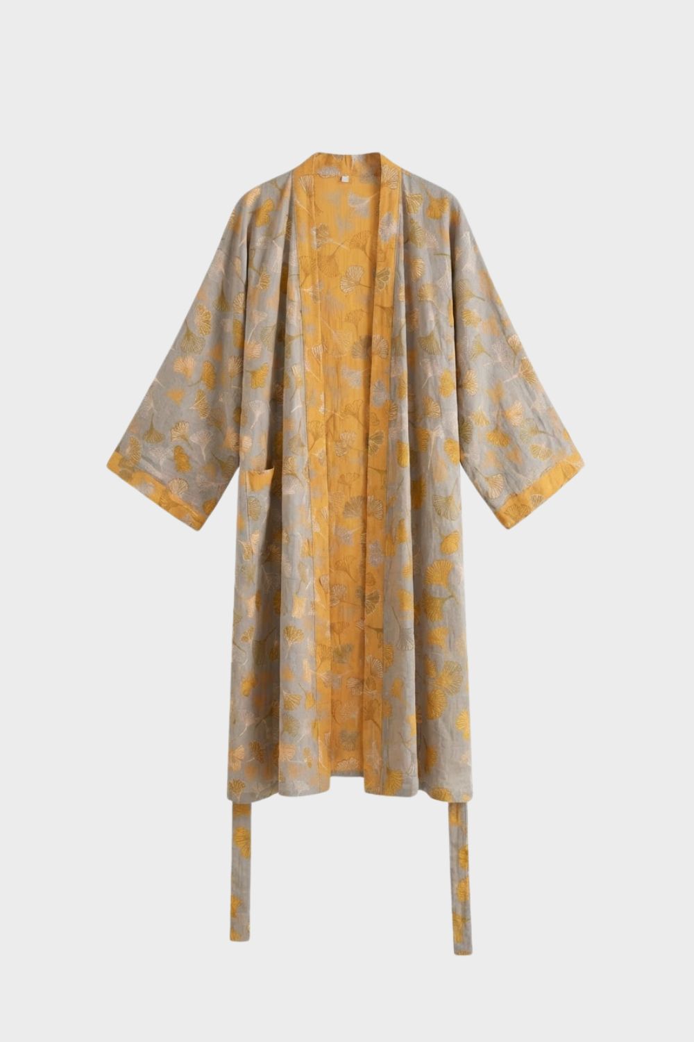 Kimono Women's Bathrobe with Belt and Pattern Knee-Length