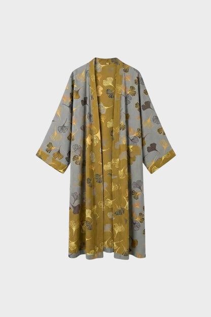 Kimono Women's Bathrobe with Belt and Pattern Knee-Length