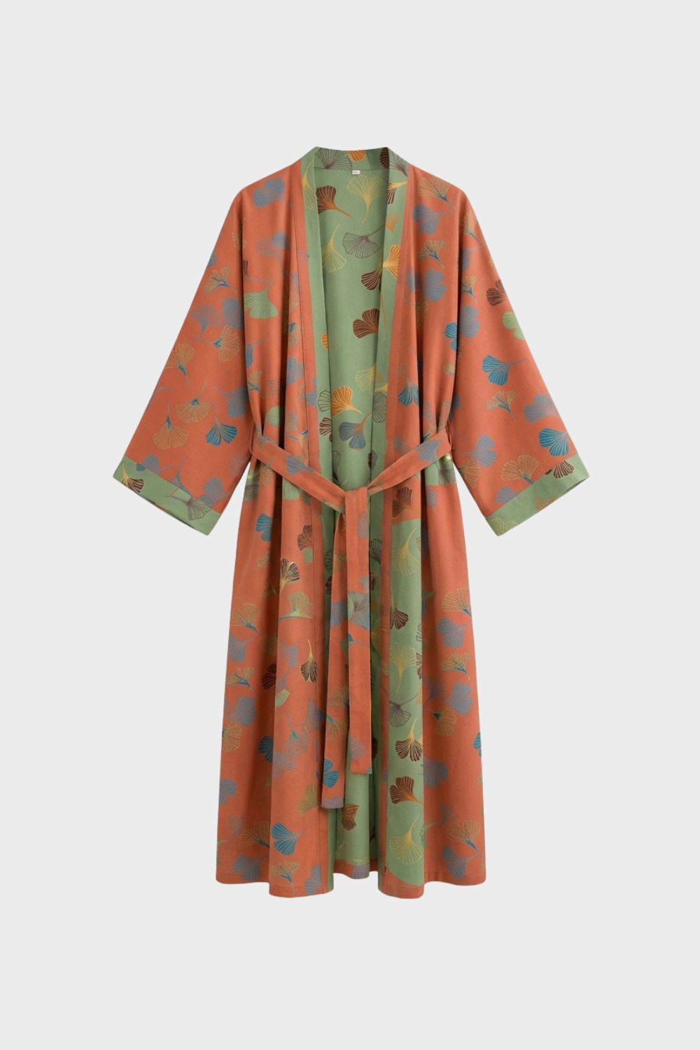Kimono Women's Bathrobe with Belt and Pattern Knee-Length