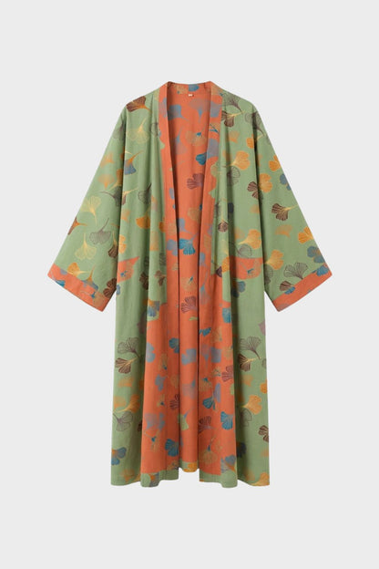 Kimono Women's Bathrobe with Belt and Pattern Knee-Length