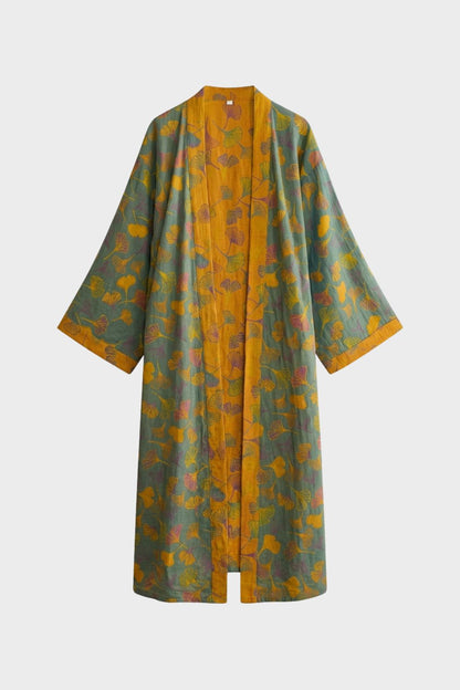 Kimono Women's Bathrobe with Belt and Pattern Knee-Length