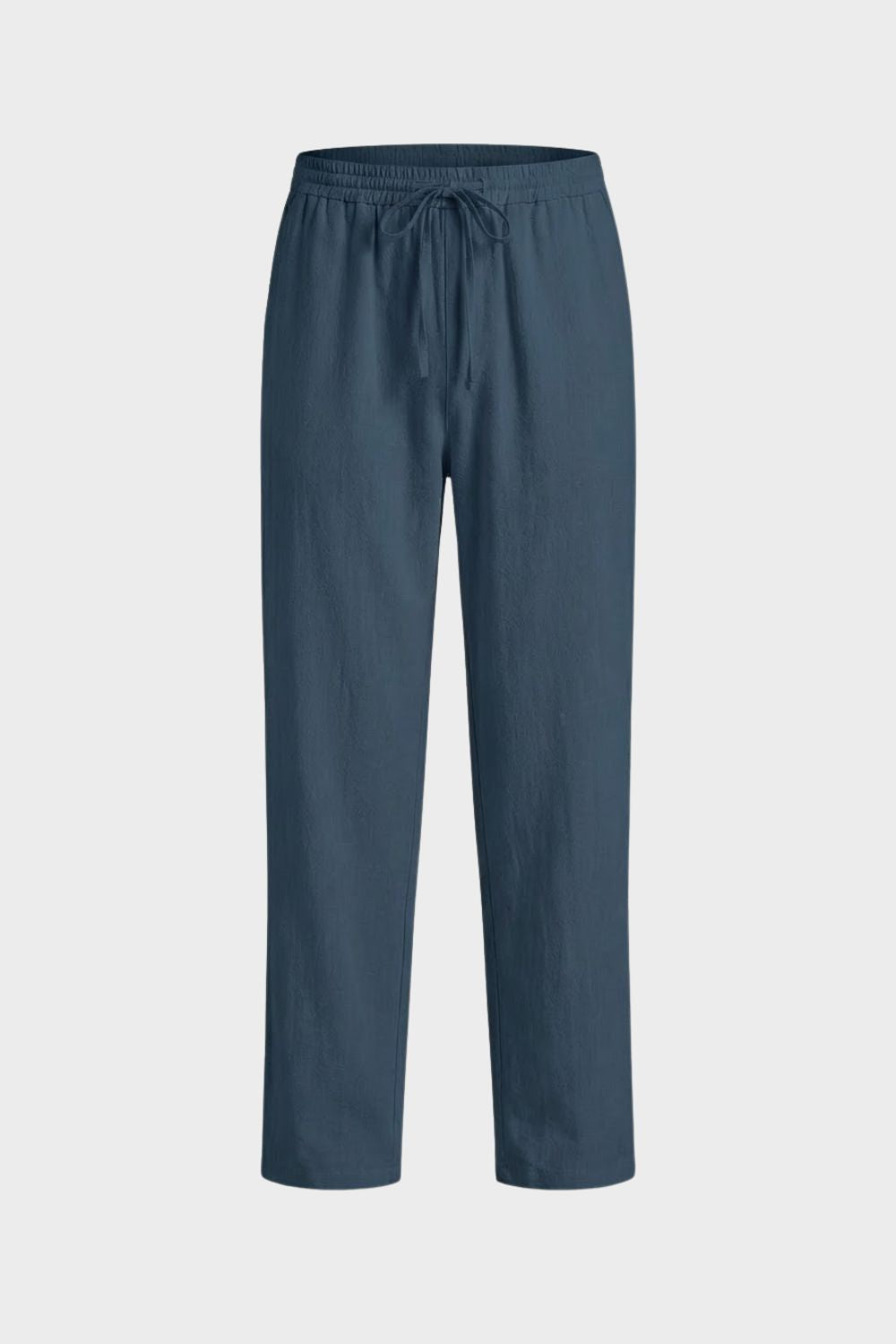 Men's Linen Trousers with Elastic Waistband and Drawstring