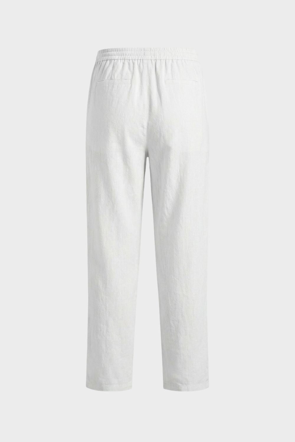 Men's Linen Trousers with Elastic Waistband and Drawstring