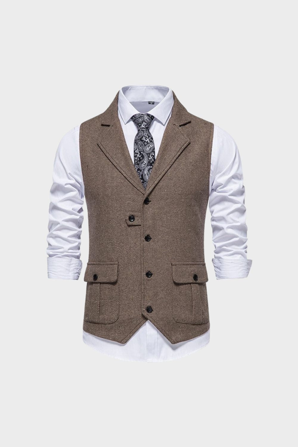 Men's Waistcoat with Button Placket and Pockets