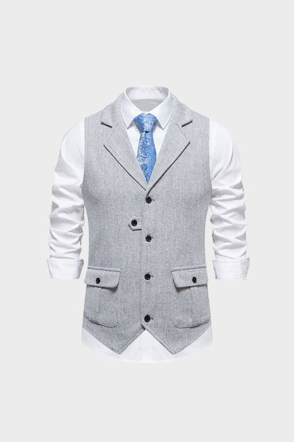 Men's Waistcoat with Button Placket and Pockets