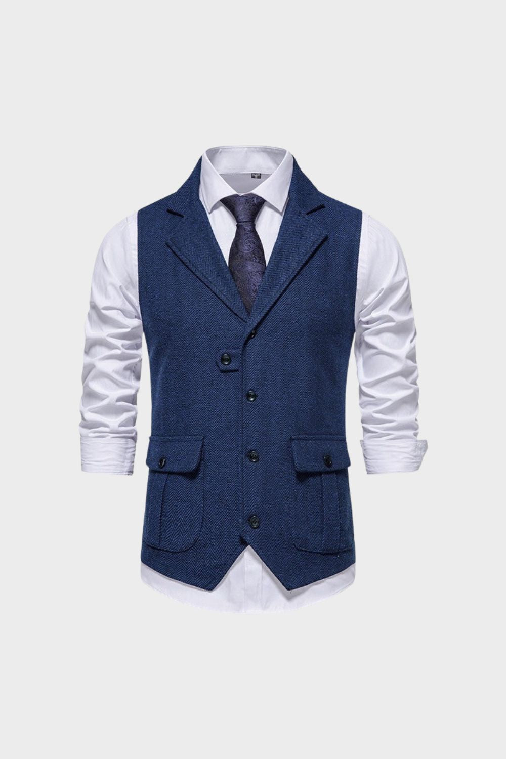 Men's Waistcoat with Button Placket and Pockets