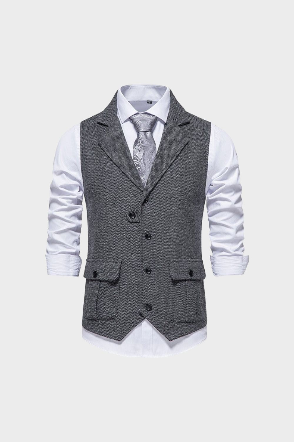 Men's Waistcoat with Button Placket and Pockets