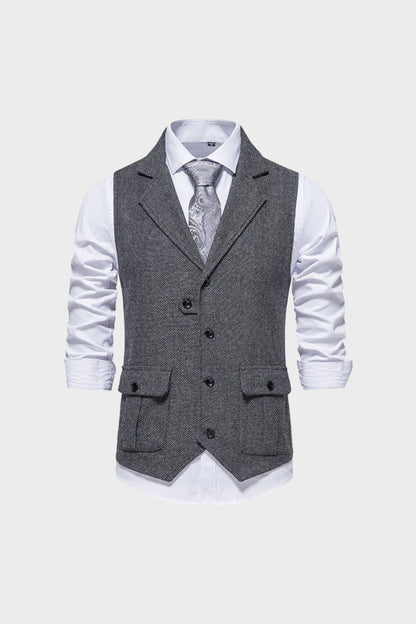 Men's Waistcoat with Button Placket and Pockets