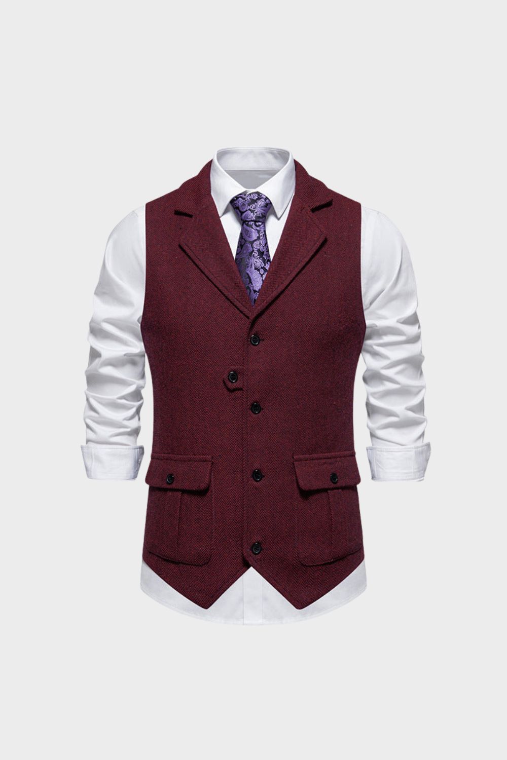 Men's Waistcoat with Button Placket and Pockets