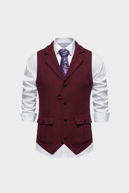 Men's Waistcoat with Button Placket and Pockets