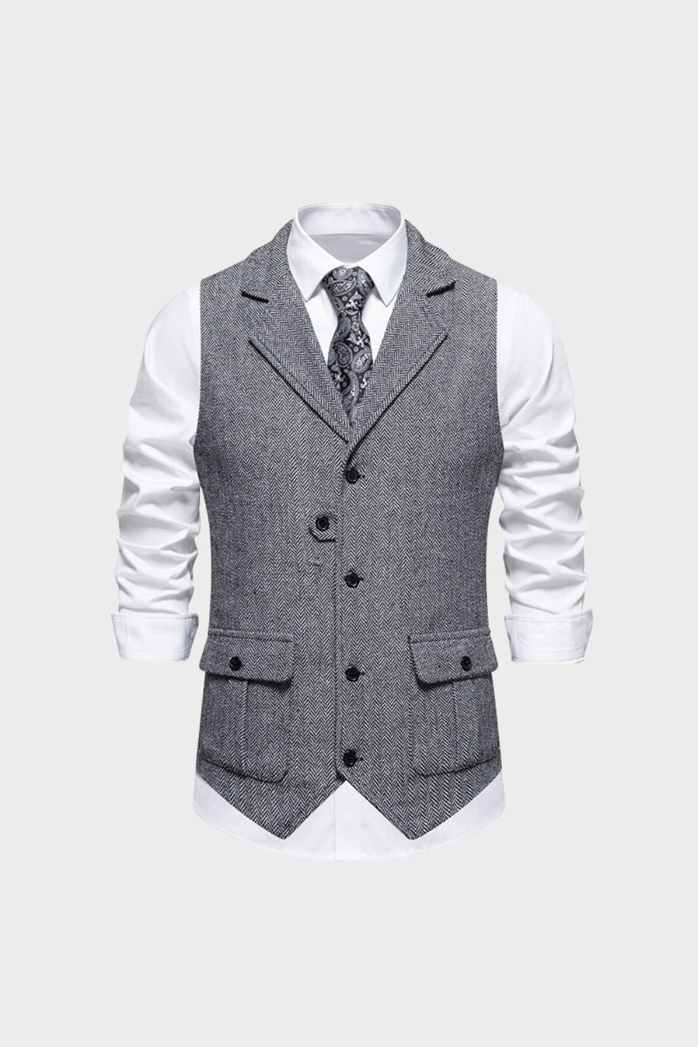 Men's Waistcoat with Button Placket and Pockets