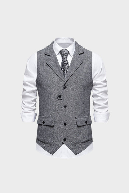 Men's Waistcoat with Button Placket and Pockets