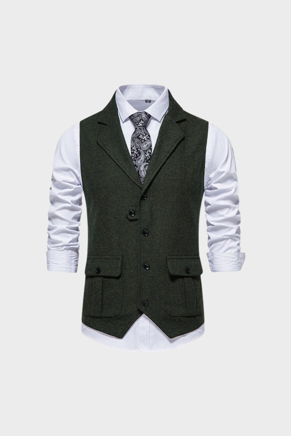 Men's Waistcoat with Button Placket and Pockets