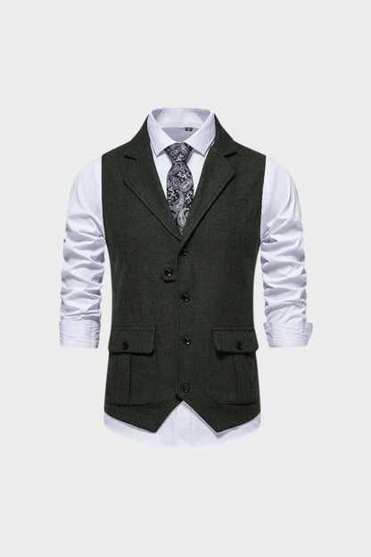 Men's Waistcoat with Button Placket and Pockets