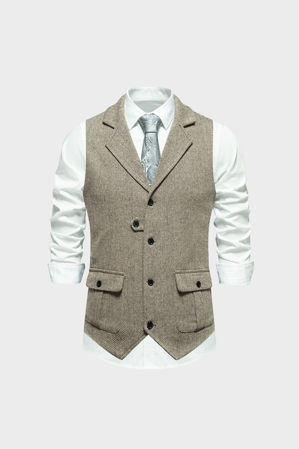 Men's Waistcoat with Button Placket and Pockets