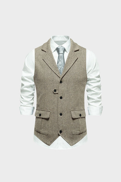 Men's Waistcoat with Button Placket and Pockets